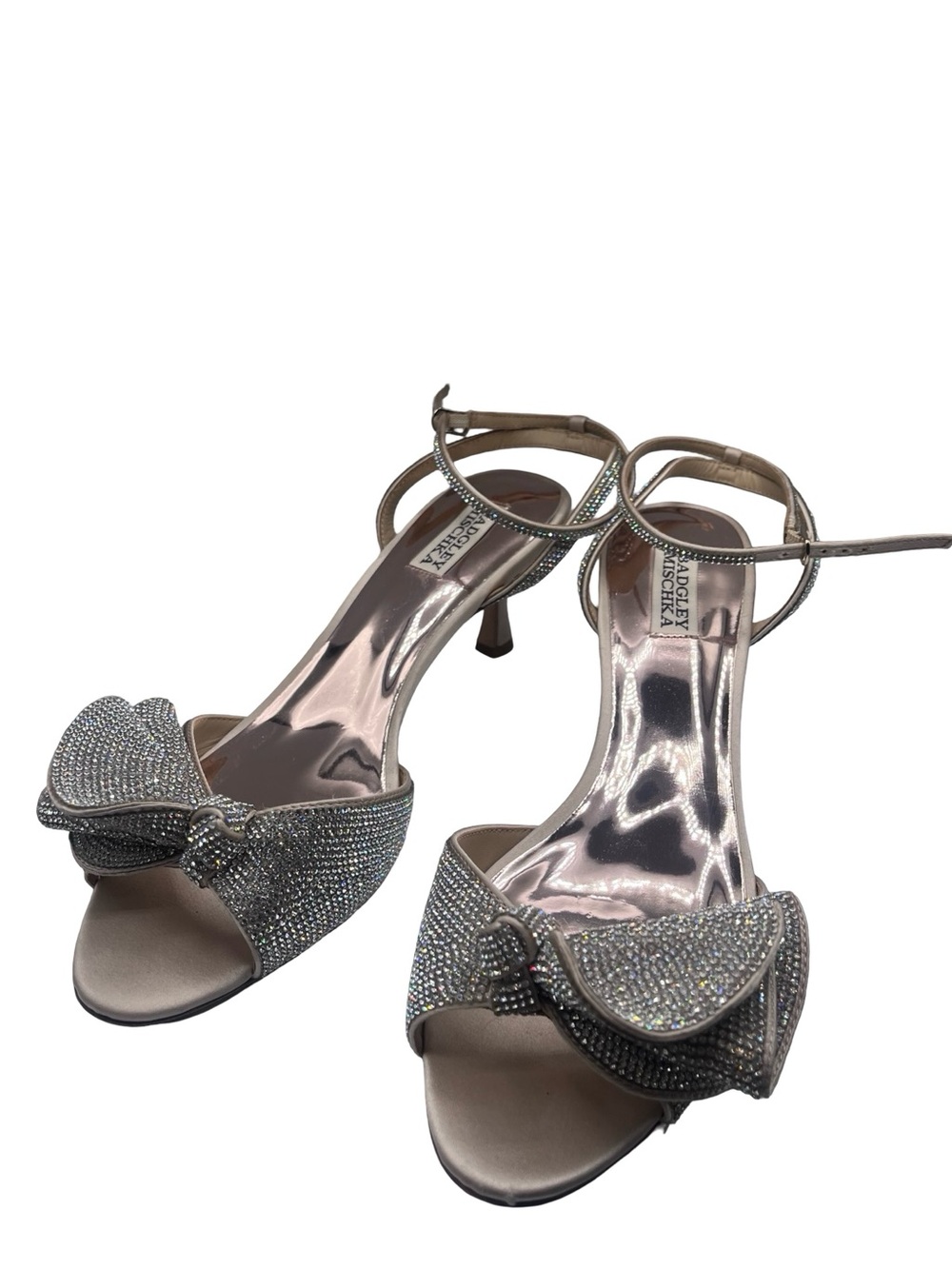 Badgley Mischka Remi Kitten Heels Shoes Sz 10 Dance Prom Wedding Formal Bling